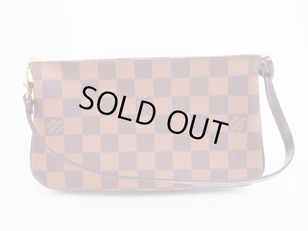 Photo1: LOUIS VUITTON Damier Leather Brown Accessories Pouch Pochette #4977