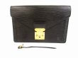 Photo1: LOUIS VUITTON Epi Leather Blacks Clutch Bag Sellier Dragonne #4983