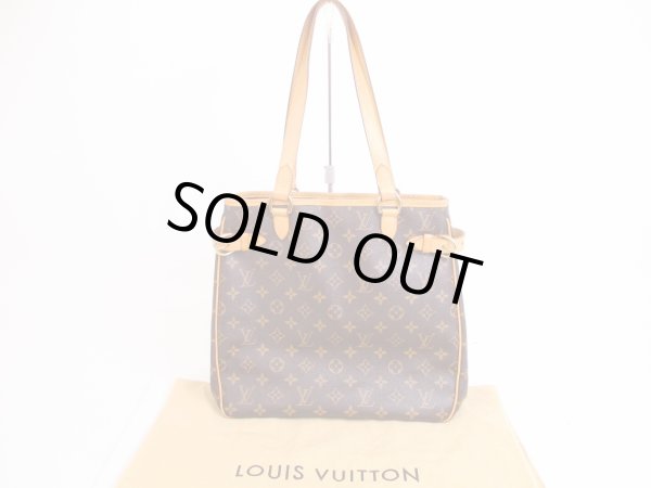 Photo1: LOUIS VUITTON Monogram Leather Brown Tote Bag Batignolles Vertical #4989