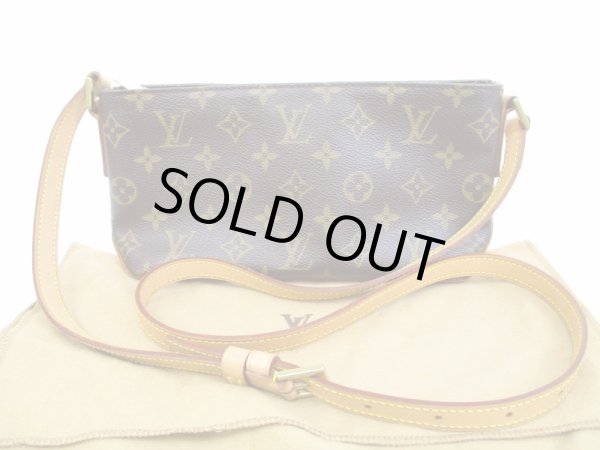 Photo1: LOUIS VUITTON Monogram Leather Brown Cross-body Bag Purse Trotteur #5000