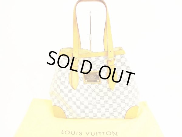 Photo1: LOUIS VUITTON Azur Leather White Tote&Shoppers Bag Hampstead MM #5041