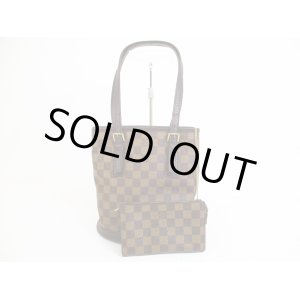 Photo: LOUIS VUITTON Damier Leather Brown Tote&Shoppers Marais w/Pouch #5064