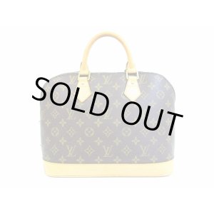 Photo: LOUIS VUITTON Monogram Leather Brown Hand Bag Purse Alma #5074