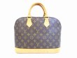 Photo2: LOUIS VUITTON Monogram Leather Brown Hand Bag Purse Alma #5074