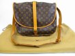 Photo1: LOUIS VUITTON Monogram Leather Brown Cross-body Bag Purse Saumur 35 #5100