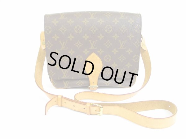 Photo1: LOUIS VUITTON Monogram Leather Brown Cross-body Bag Cartouchiere GM #5121