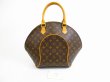 Photo1: LOUIS VUITTON Monogram Leather Brown Hand Bag Purse Ellipse MM #5128