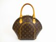 Photo1: LOUIS VUITTON Monogram Leather Brown Hand Bag Purse Ellipse PM #5132