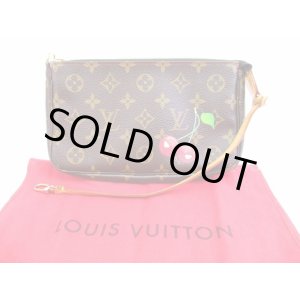 Photo: LOUIS VUITTON Monogram Leather Brown Murakami Cherry Accessories Pouch #5133