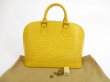 Photo1: LOUIS VUITTON Epi Leather Yellow Hand Bag Purse Alma #5158