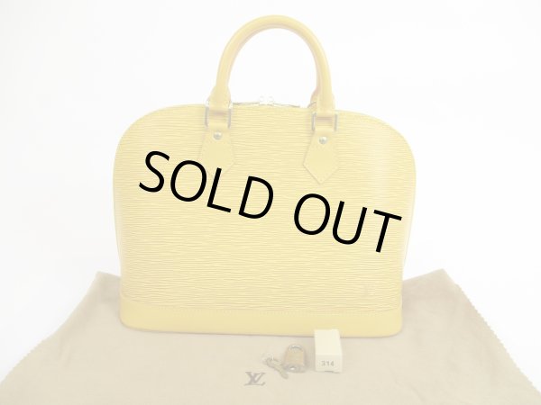 Photo1: LOUIS VUITTON Epi Leather Yellow Hand Bag Purse Alma #5158