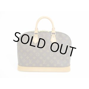 Photo: LOUIS VUITTON Monogram Leather Brown Hand Bag Purse Alma #5160