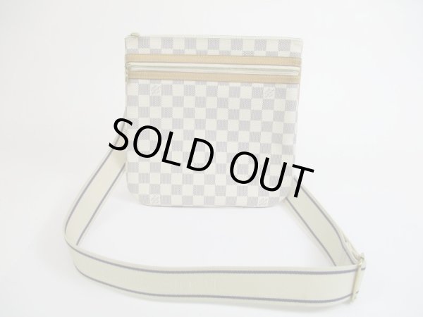 Photo1: LOUIS VUITTON Azur Leather White Cross-body Bag Pohette Bosphore #5178