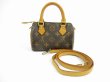 Photo1: LOUIS VUITTON Monogram Leather Brown Hand Bag Mini Speedy w/Strap #5182