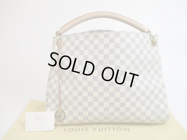 Photo1: LOUIS VUITTON Damier Azur Leather White Hobo Shoulder Bag Artsy MM #5203