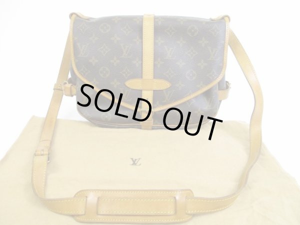 Photo1: LOUIS VUITTON Monogram Leather Brown Cross-body Bag Saumur MM 30 #5208