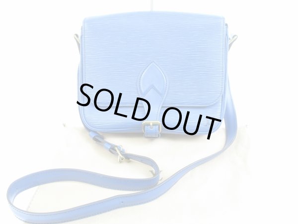 Photo1: LOUIS VUITTON Epi Leather Blue Cross-body Bag Cartouchiere #5225