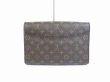 Photo2: LOUIS VUITTON Monogram Leather Brown Clutch Bag Bordeaux w/Strap #5237