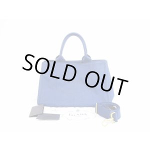 Photo: PRADA Denim Blue Tote Bag Hand Bag Purse Canapa w/Strap #5243