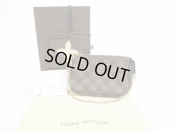 Photo1: LOUIS VUITTON Damier Leather Mini Accessories Chain Pouch Purse #5276