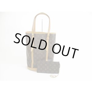 Photo: LOUIS VUITTON Monogram Leather Brown Tote Bag Bucket GM w/Pouch #5291