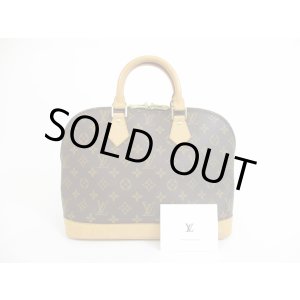 Photo: LOUIS VUITTON Monogram Leather Brown Hand Bag Purse Alma #5318