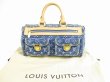 Photo1: LOUIS VUITTON Monogram Denim Blue Hand Bag Purse Speedy #5329