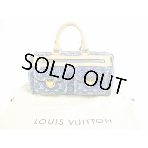 Photo: LOUIS VUITTON Monogram Denim Blue Hand Bag Purse Speedy #5329