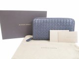 Photo: BOTTEGA VENETA Intrecciato Leather Navy Blue Round Zip Wallet Purse #5344