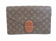 Photo1: LOUIS VUITTON Vintage Monogram Leather Brown Clutch Bag Purse #5348