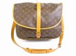 Photo1: LOUIS VUITTON Monogram Leather Brown Cross-body Bag Saumur 35 #5356