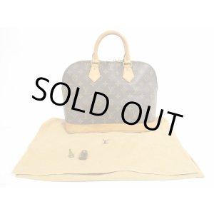 Photo: LOUIS VUITTON Monogram Leather Brown Hand Bag Purse Alma #5361