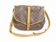 Photo1: LOUIS VUITTON Monogram Leather Brown Cross-body Bag Saumur 35 #5362