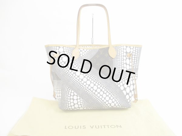 Photo1: LOUIS VUITTON Limited Kusama Leather White Tote Bag Purse Neverfull MM #5375