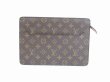 Photo1: LOUIS VUITTON Monogram Leather Brown Clutch Bag Pochette Homme #5396