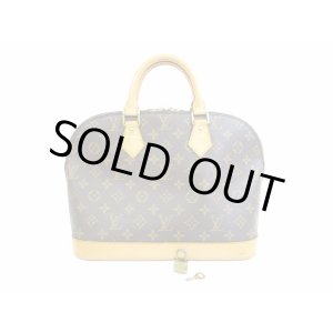 Photo: LOUIS VUITTON Monogram Leather Brown Hand Bag Purse Alma #5399