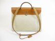 Photo2: HERMES Herbag MM Baige Toile Canvas Leather 2 in 1 Shoulder Bag #5412