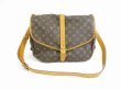 Photo1: LOUIS VUITTON Monogram Leather Brown Cross-body Bag Saumur 35 #5422