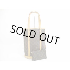 Photo: LOUIS VUITTON Monogram Leather Brown Tote Bag Bucket GM w/Pouch #5426