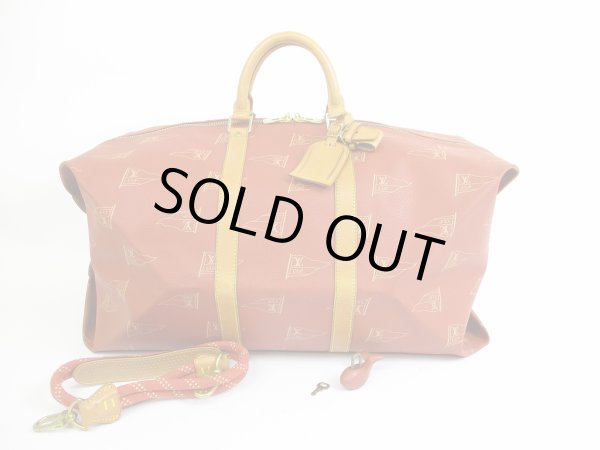 Photo1: LOUIS VUITTON America's Cup 95 Leather Red Duffle&Gym Bag Kabul w/Strap #5427