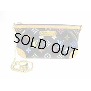 Photo: LOUIS VUITTON Multicolor Leather Black Pouch Pochette Mila MM #5433