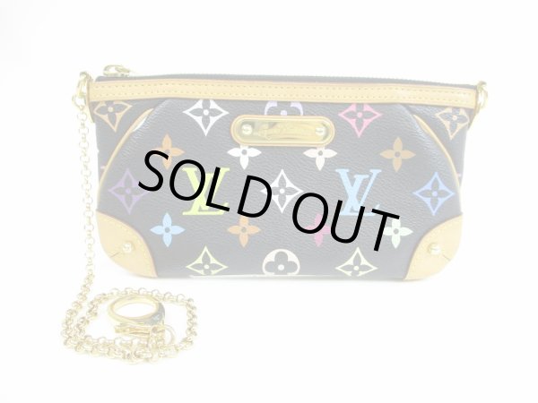 Photo1: LOUIS VUITTON Multicolor Leather Black Pouch Pochette Mila MM #5433