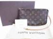 Photo1: LOUIS VUITTON Monogram Leather Brown Accessories Pouch Pochette #5458