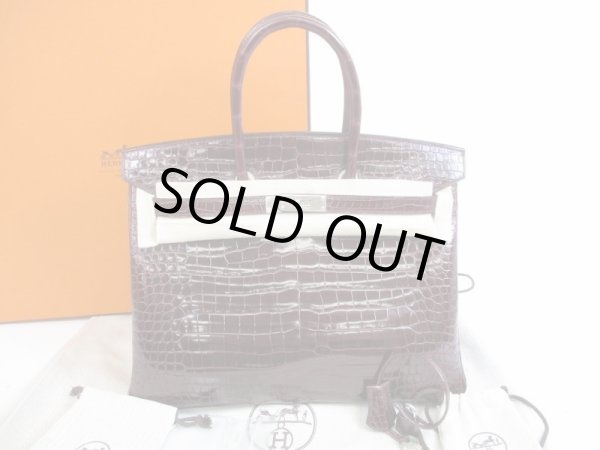 Photo1: HERMES Shiny Porosus Crocodile Bordeaux Silver Hardware □L Birkin 35 #5470