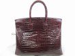 Photo2: HERMES Shiny Porosus Crocodile Bordeaux Silver Hardware □L Birkin 35 #5470