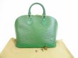 Photo1: LOUIS VUITTON Epi Leather Green Hand Bag Purse Alma #5515