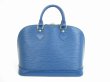 Photo2: LOUIS VUITTON Epi Leather Blue Hand Bag Purse Alma #5526