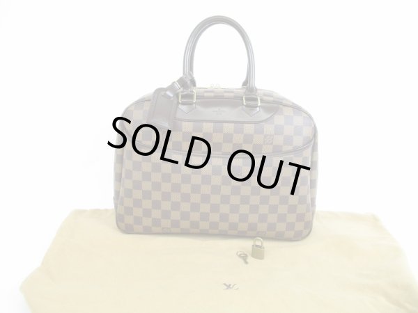 Photo1: LOUIS VUITTON Special Order Damier Leather Brown Hand Bag Deauville #5568