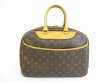 Photo1: LOUIS VUITTON Monogram Leather Brown Hand Bag Boring Vanity Deauville #5571