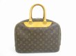 Photo2: LOUIS VUITTON Monogram Leather Brown Hand Bag Boring Vanity Deauville #5571